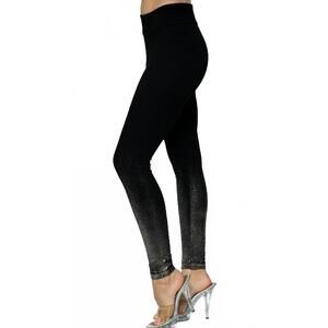 NEW VOCAL APPAREL women's foil accent on bottom leggings in black